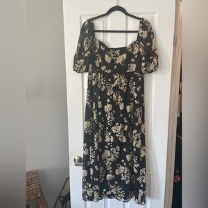 Park & Fifth Black and Cream Floral Midi Dress
